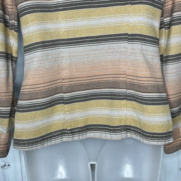 WOMENS PATAGONIA GRAY YELLOW ORANGE STRIPED LONG SLEEVE BUTTON FLANNEL SHIRT 2 - Picture 7 of 12